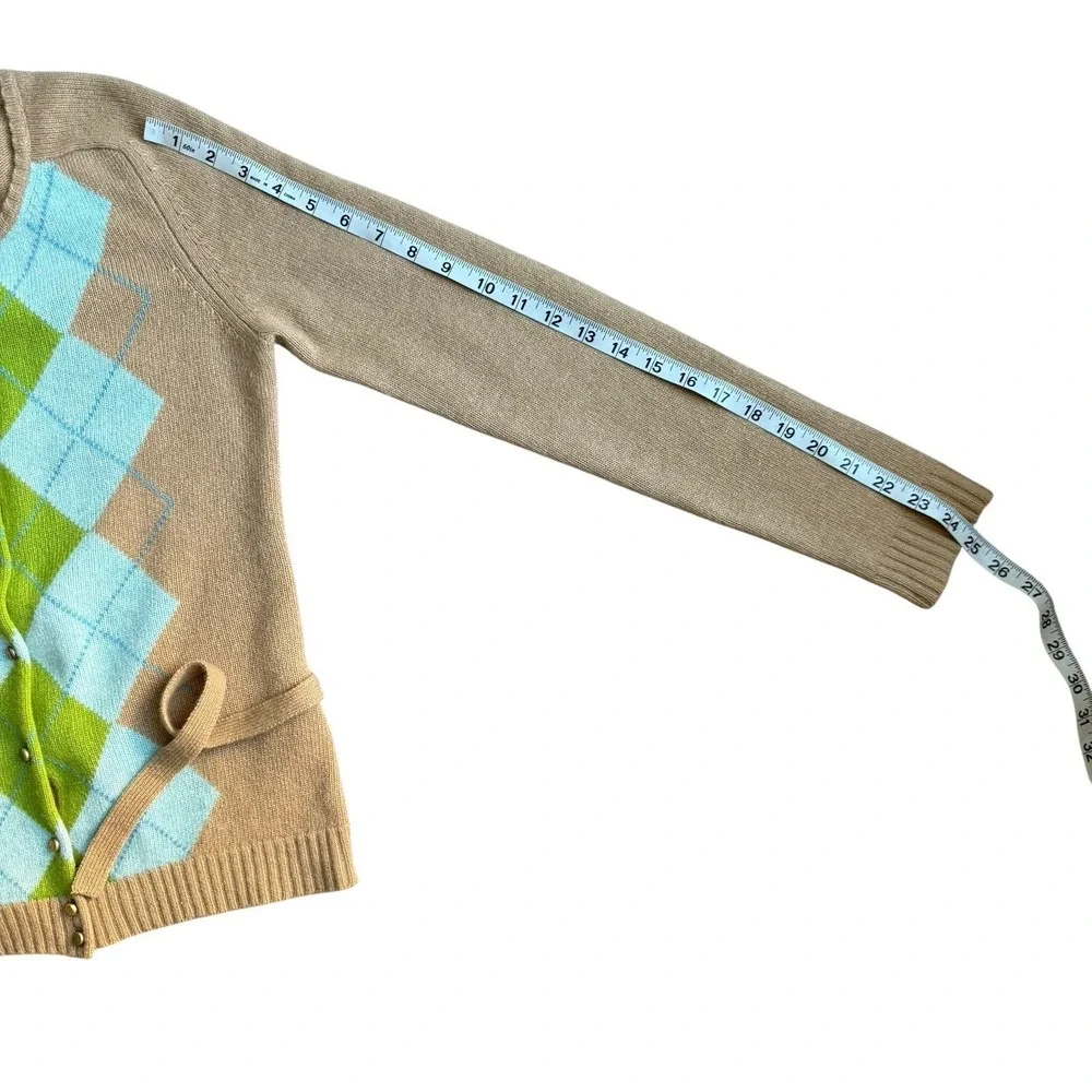 J.Crew Vintage Cardigan Merino Wool/ Angora / Cashmere Argyle Preppy Academia S - Picture 10 of 15